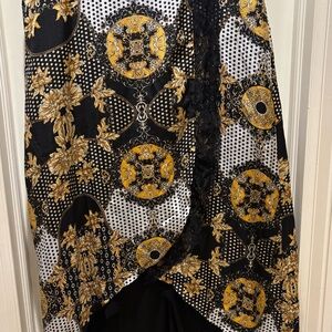 Thalia Sodi Black and Gold High-Low Skirt